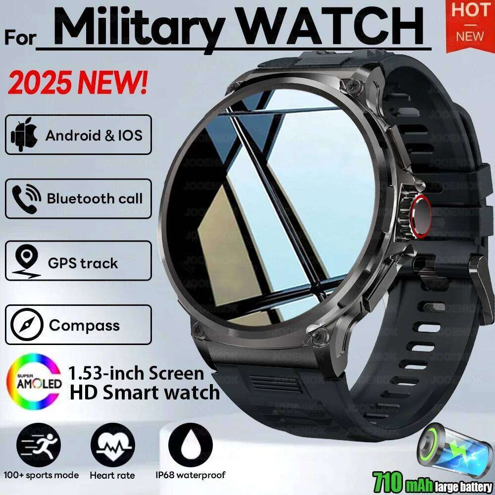2025 New V69 Smart Watch Men 1.85 inch 710 mAh Heart Rate GPS Sports IP68 Waterproof BT Talk Smartwatch Man 26L0515