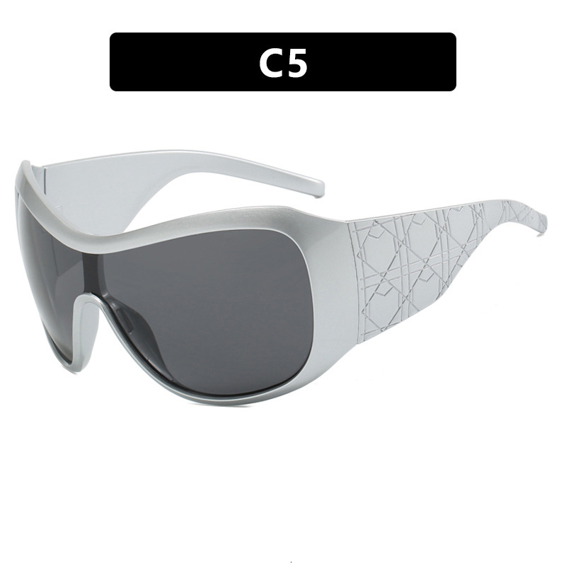 Luxury brands designer 2026 New Unisex Trendy Y2K Shield Sunglasses Oversized One-Piece UV400 Anti-UV Wraparound Streetwear Sport Shades for Men Women