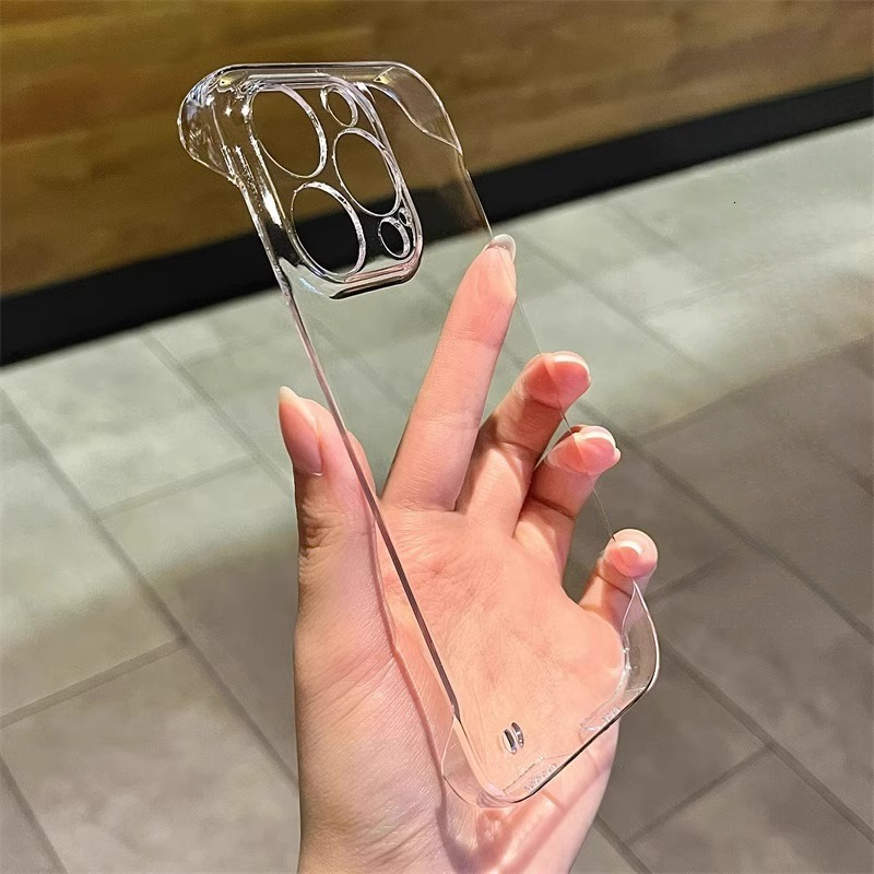 Suitable for Apple iPhone 17 Frameless PC Transparent Phone Case Protective Cover 12 Mini Precision Hole 15 Pro Max
