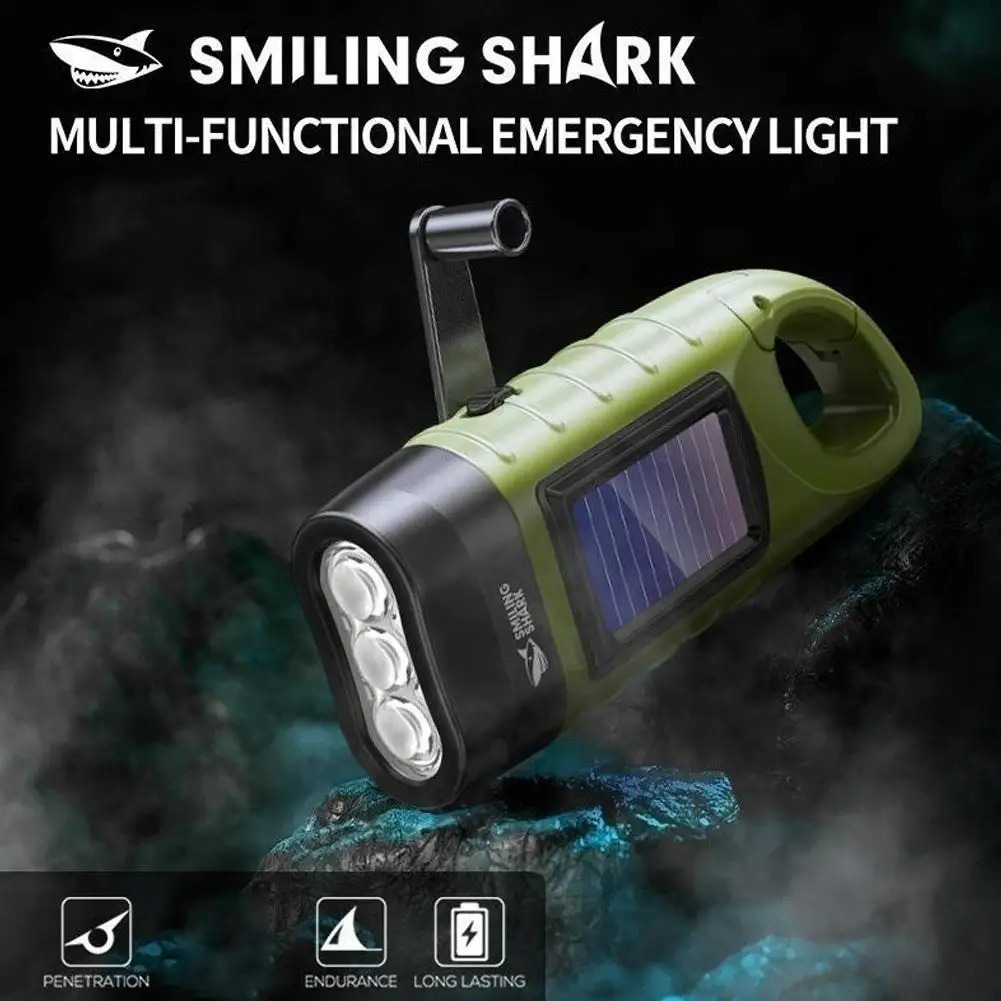 Hand Crank Dynamo Solar Powered Flashlight Outdoor Emergency Lights Portable LED Flashlight For Outdoor Camping Hiking 260514