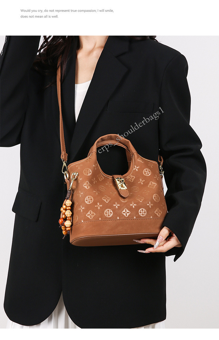 Classic Vintage Print Tote Bag Various Styles Detachable Strap Crossbody Shoulder Purse With Scarf Charm For Women
