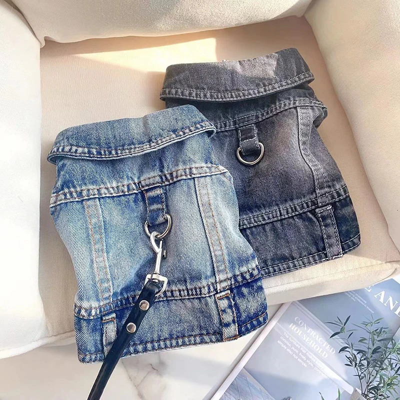 Stylish Cowboy Dog Jacket Spring Denim Dog Clothes Vest Puppy Clothing for Dogs Chihuahua Yorkies Casual Jeans Pet Coat Costumes 260513