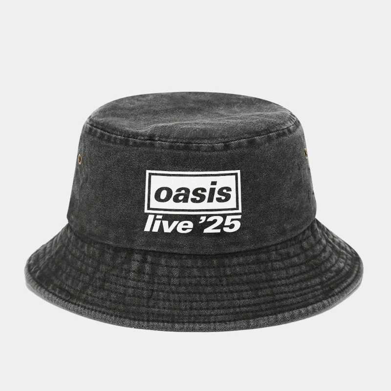 Wholesale Oasis Printed Washed Denim Bucket Hat Retro Sunshade Sun Hat Outdoor Anti Ultraviolet Fashion 2025 Popular Basin Hat T260515