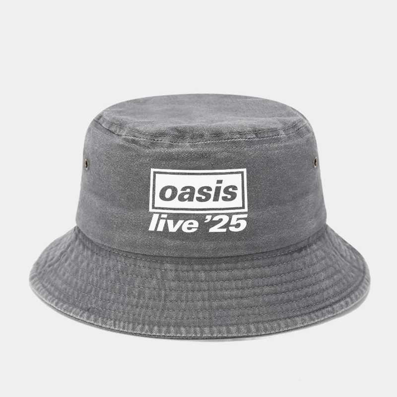 Wholesale Oasis Printed Washed Denim Bucket Hat Retro Sunshade Sun Hat Outdoor Anti Ultraviolet Fashion 2025 Popular Basin Hat T260515