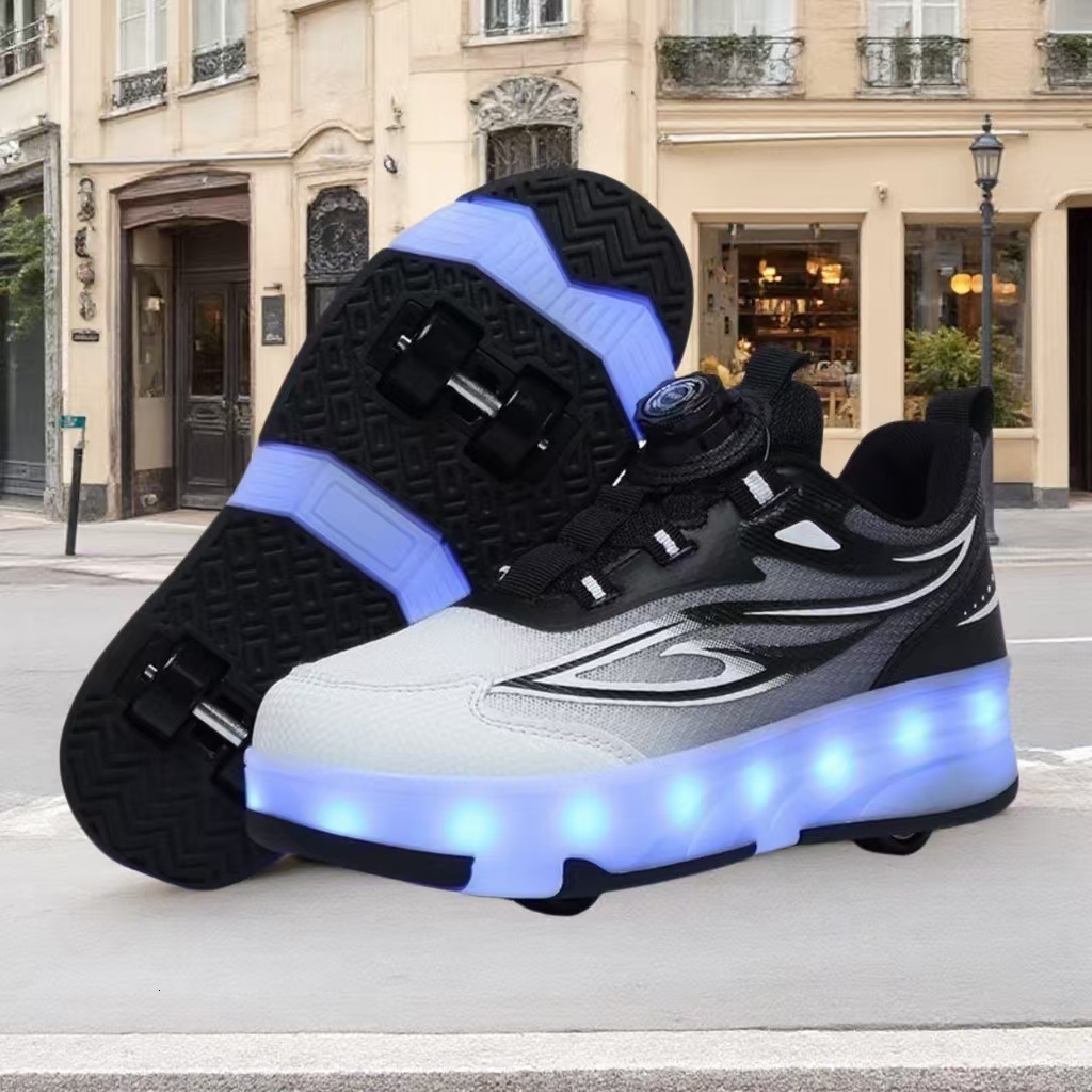 29-40 USB Charging Children Sneakers With 2 Wheels Girls Boys Led Shoes Kids Sneakers With Wheels Roller Skate Shoes SH190916