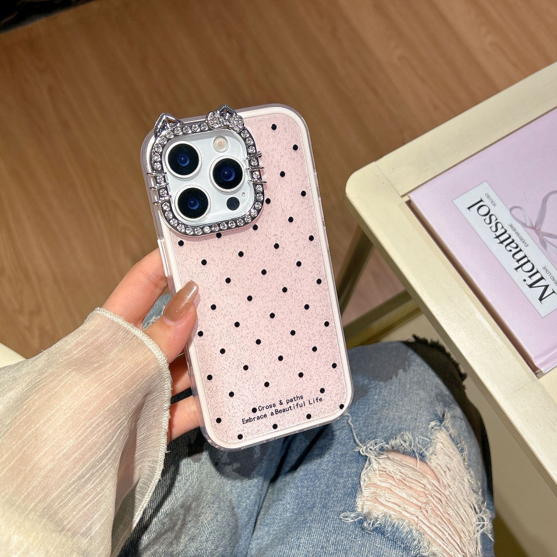 Internet Celebrity High-Value Polka Dot Compatible iPhone 17 Case 14 Apple Pro Max Premium 13 Shockproof 15 for Women