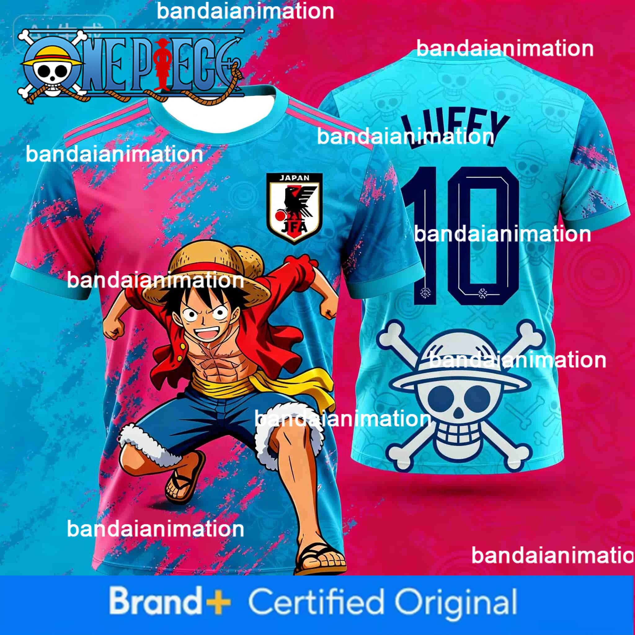 One Piece Monkey D. Luffy Japan Soccer Jersey 10 Quick Dry T-Shirt For Men Women Kids Anime Fan Tee Summer Sports Streetwear