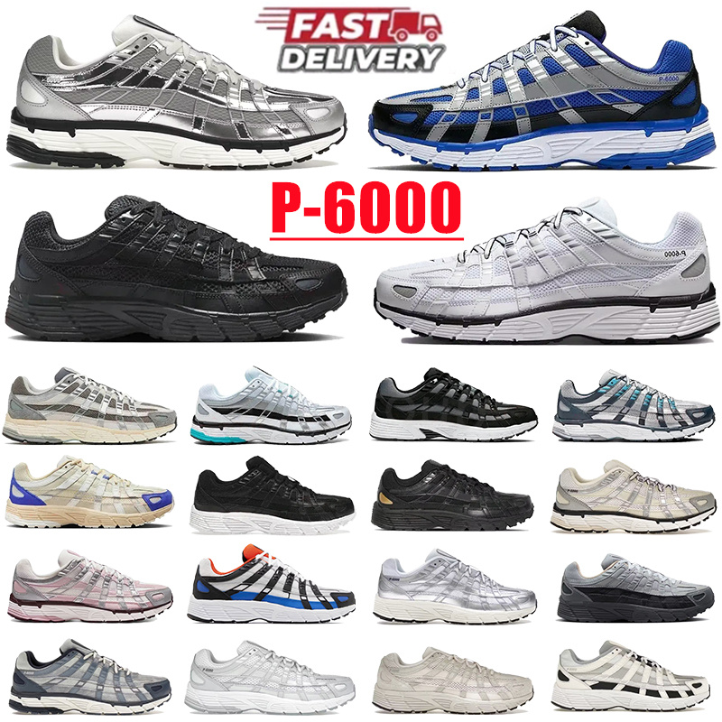 Designer Shoes P6000 Men Women Sneakers triple black white Metallic Silver Flat Pewter Platinum Women Breathable Running Trainers mens outdoor sp