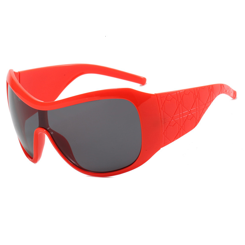 Luxury brands designer 2026 New Unisex Trendy Y2K Shield Sunglasses Oversized One-Piece UV400 Anti-UV Wraparound Streetwear Sport Shades for Men Women