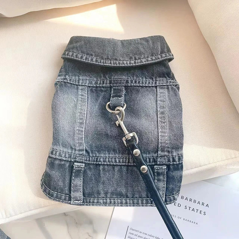 Stylish Cowboy Dog Jacket Spring Denim Dog Clothes Vest Puppy Clothing for Dogs Chihuahua Yorkies Casual Jeans Pet Coat Costumes 260513