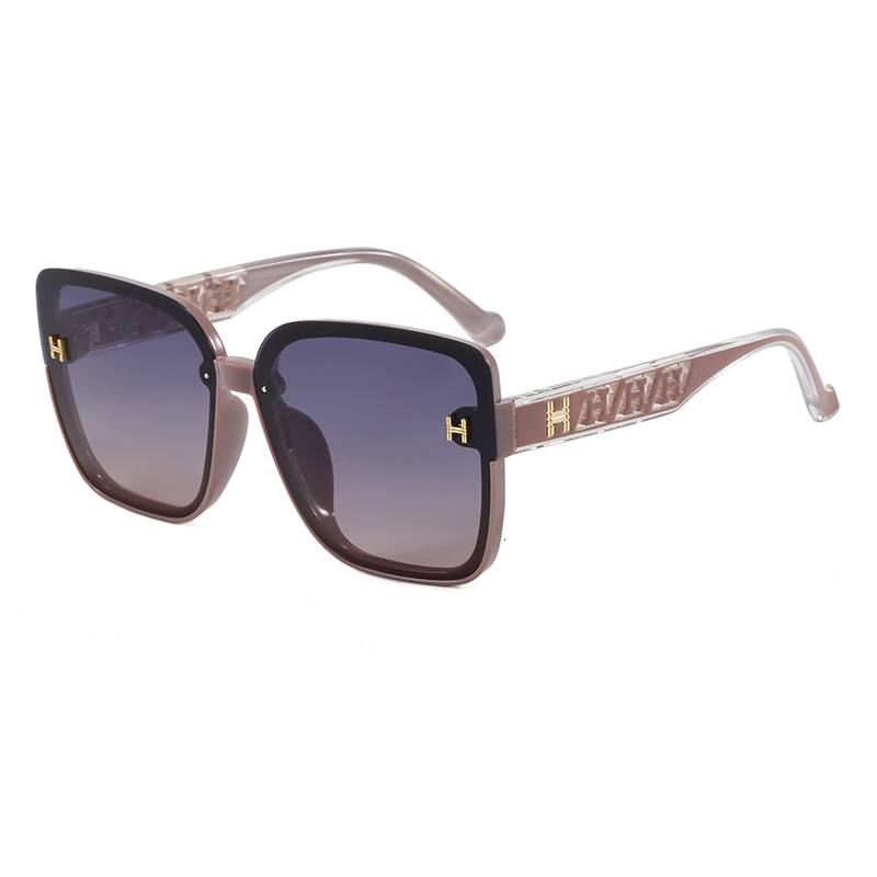 Luxury brands designer 2026 New Womens Elegant Polarized Sunglasses Oversized Square Black Frame with Clear Letter Temple UV400 Anti-UV Streetwear Sha