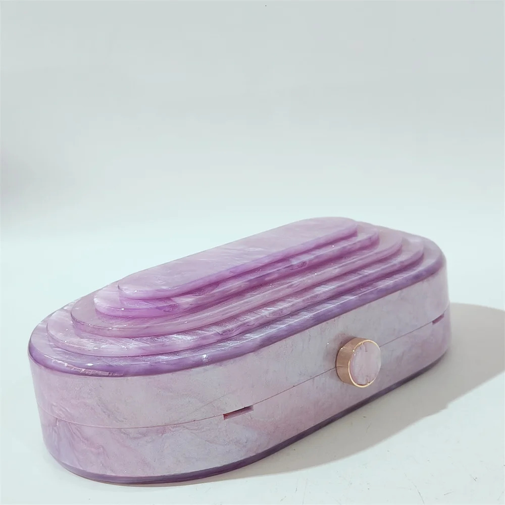 Purple Small Glitter Handmade Pro Cocktail Semi-Circle Acrylic Streamer Layered Purse Handbag Celebrity Party Evening Beach Bag 260625 - view 3