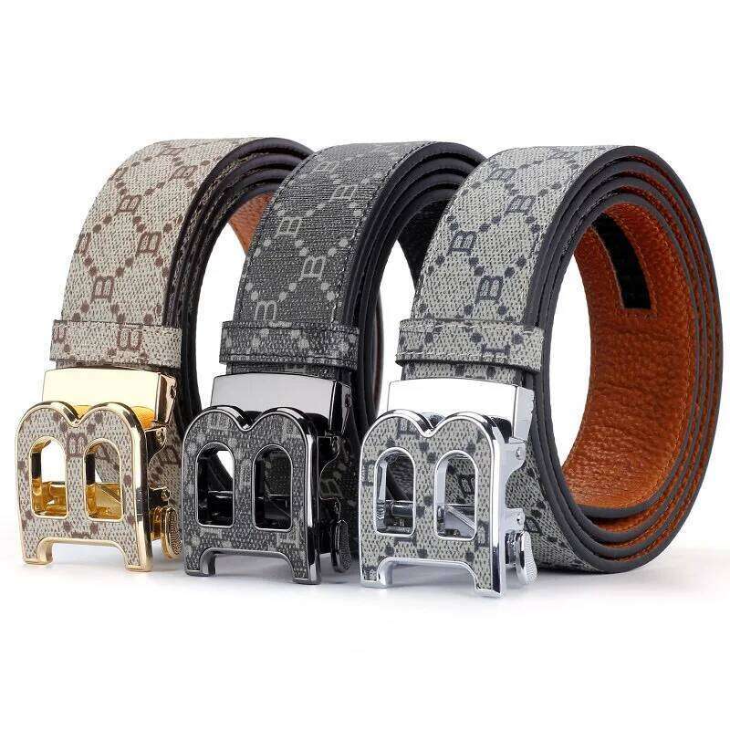 2025 Wide 34mm Business Men's Belt Luxury Brand Alloy Metal Buckle Designer Canvas Leather men Waist Strap Belts for Jeans 26L0515 - view 6