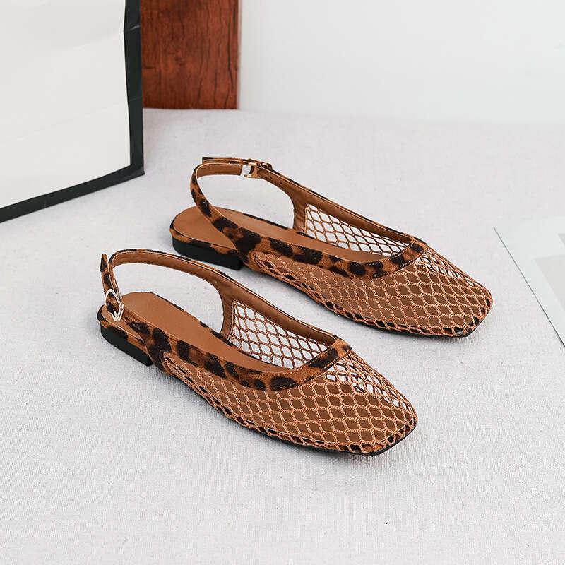 Mesh breathable square-toed mules, closed-toe sandals for outdoor wear, summer comfortable versatile shallow backless shoes, plus-size women's sh - view 4