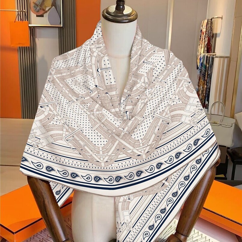 Red scarf 130cm square French vintage versatile women's high-end twill silk scarf, elegant accessory