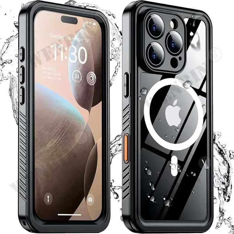 IP68 Waterproof Case For iPhone 17 16 15 Pro Max Plus Full Body Protective Cover Swim Underwater Diving Magnetic Fundas C260515