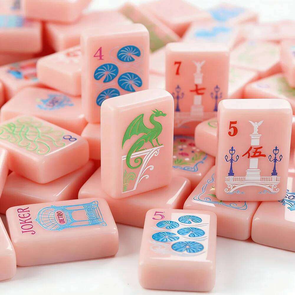 Pink Mini American Set Single-Layer Acrylic Portable 160pcs Mahjong Tiles Perfect for Home & Travel Leisure Board Game J260515