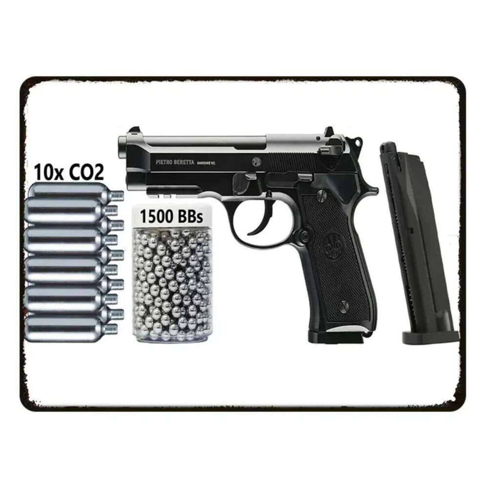 HD metal decorative plaque, pistol painted in metal, Beretta M9 Airsoft Pistol the pattern is decorated with meta J260515