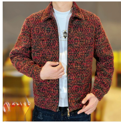 Designer Jacket Winter With Thickened Wool Lining Men's Trendy Luxury Jacket, Cardigan, Stand Up Collar Casual Men's Top High-quality Classi