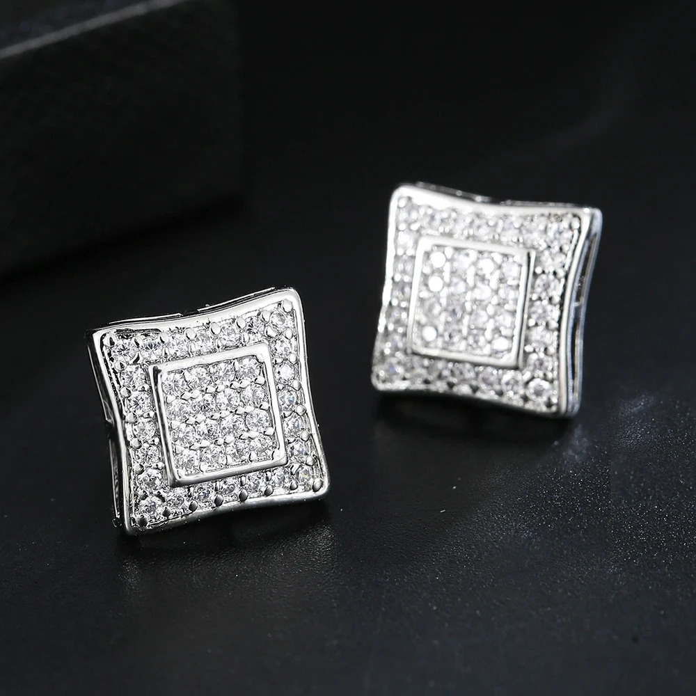 Emmaya Rock Hip Hop Iced Out Stud Earring for Men Male Ice Studded Zircon Gold Color Piercing Ear Accessories Hiphop Trend Jewel 260513 - view 4