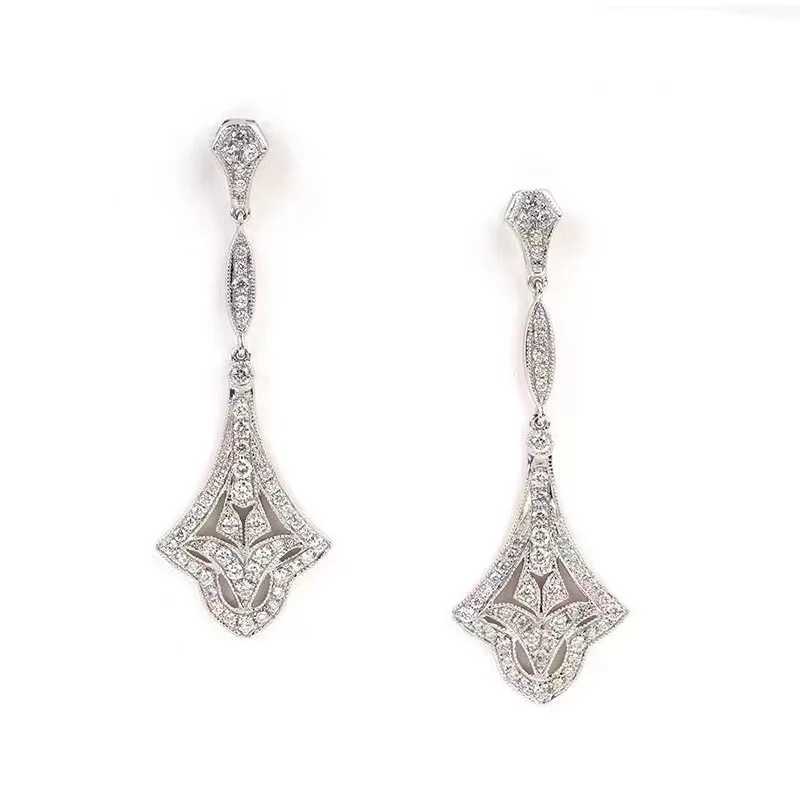 Vintage Dangle Earring Zircon 925 Sterling silver Party Wedding Drop Earrings for Women Bridal Promise Jewelry Birthday Gift Z260515