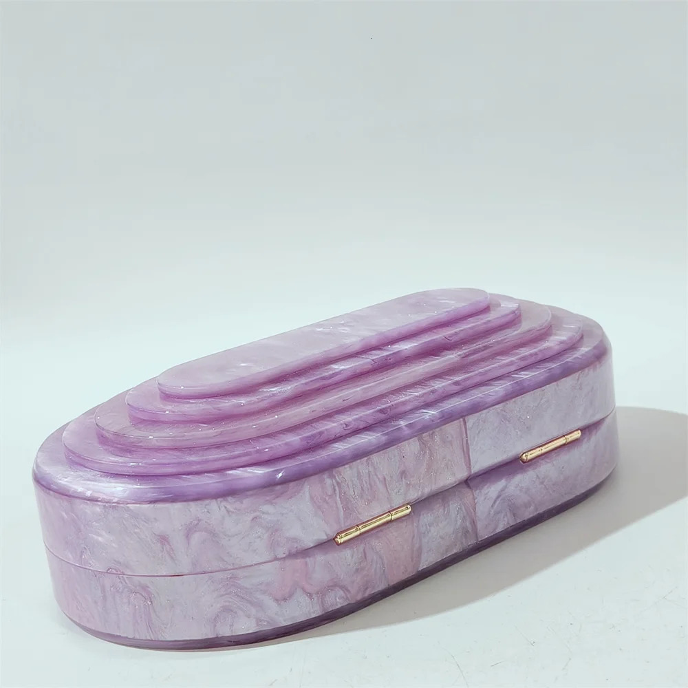 Purple Small Glitter Handmade Pro Cocktail Semi-Circle Acrylic Streamer Layered Purse Handbag Celebrity Party Evening Beach Bag 260625 - view 4