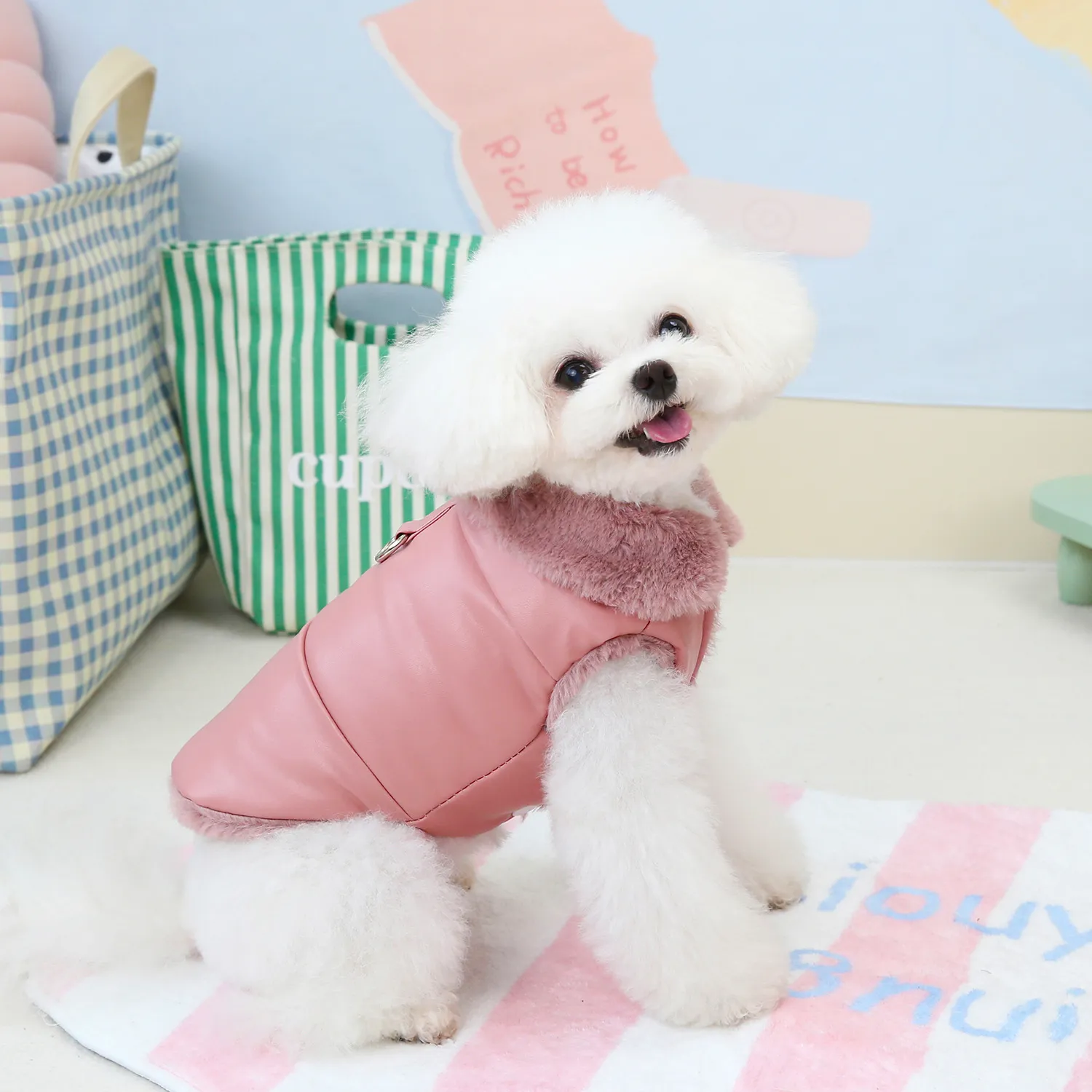 Furry Friend's Essential Cold Weather Gear: Warm & Secure Fit Plush Cotton Pet Jacket HF30