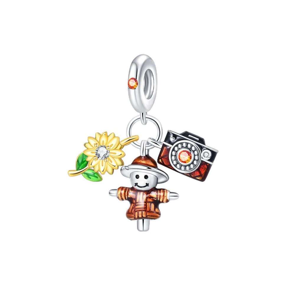 Autumn Maple Leaf Owl Squirrel Charm Beads DIY Jewelry Bracelet Accessories Copper Silver Plated New Export Model - view 6