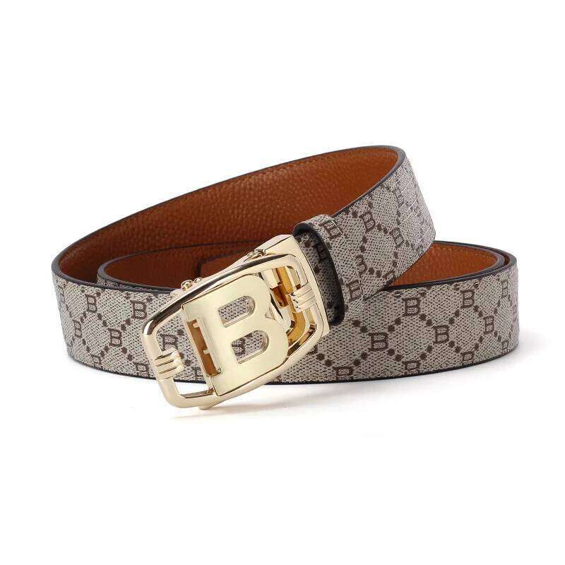 2025 Wide 34mm Business Men's Belt Luxury Brand Alloy Metal Buckle Designer Canvas Leather men Waist Strap Belts for Jeans 26L0515 - view 4