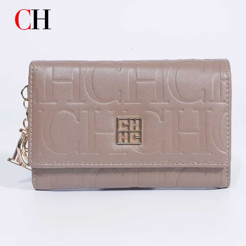 CH Fashion Autumn/Winter Small Wallet 2025 New Solid Color Letter Embossed Male and Female Multi Card Slot Wallet H260515