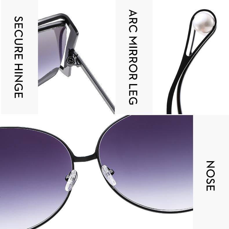 Luxury brands designer 2026 New Womens Oversized Metal Sunglasses Pink Lens UV400 Anti-UV Fashion Streetwear Shades for Daily & Outdoor