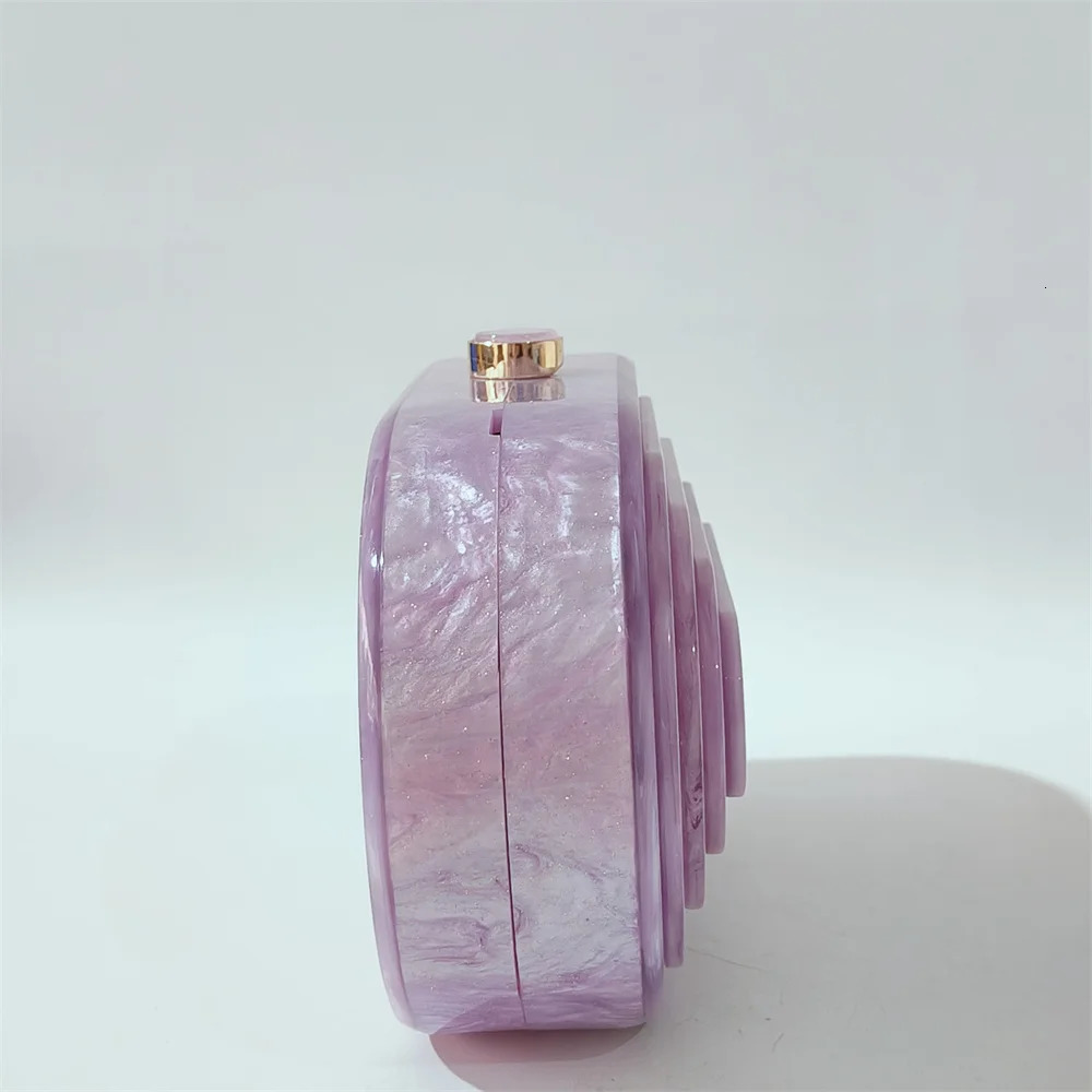 Purple Small Glitter Handmade Pro Cocktail Semi-Circle Acrylic Streamer Layered Purse Handbag Celebrity Party Evening Beach Bag 260625 - view 5