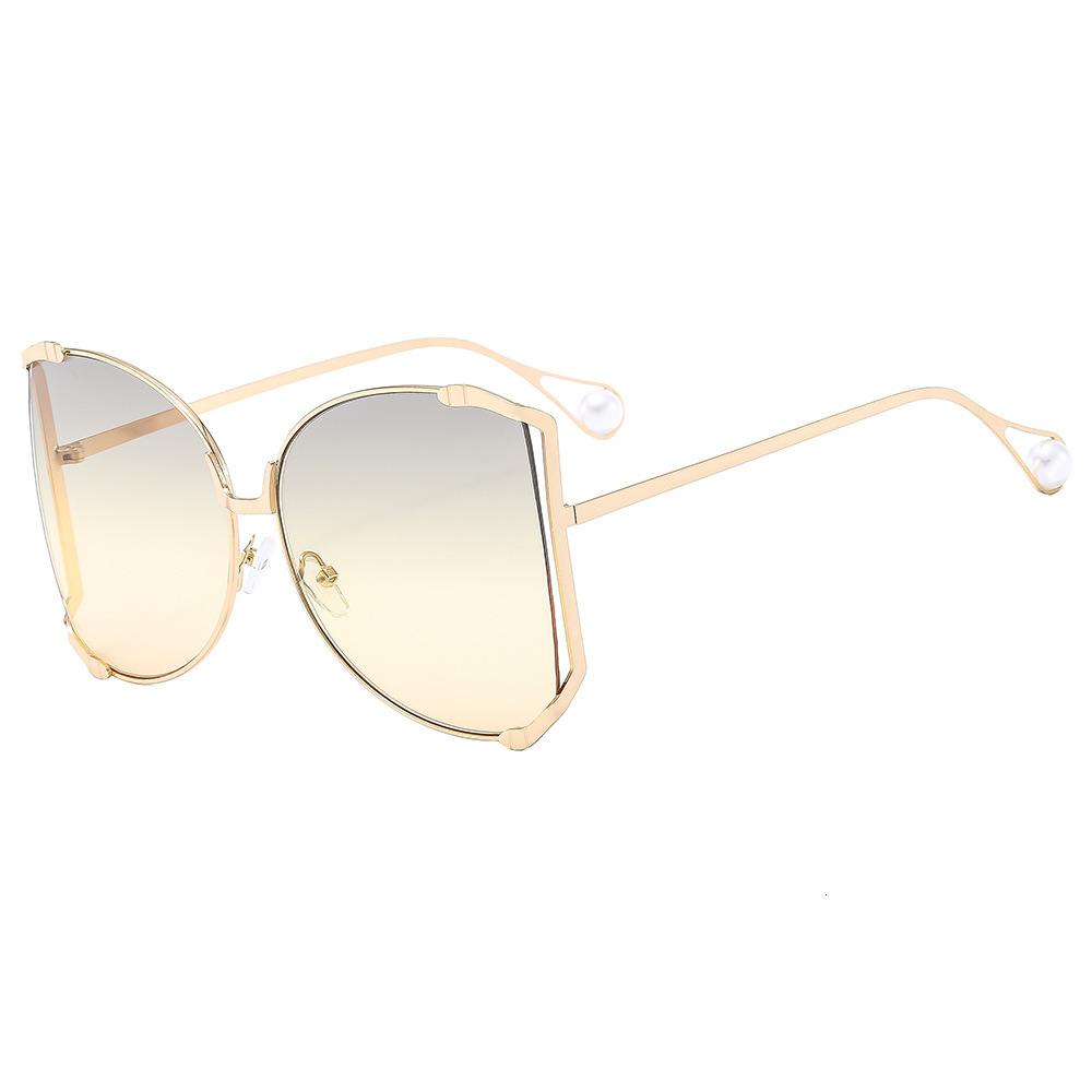 Luxury brands designer 2026 New Womens Oversized Metal Sunglasses Pink Lens UV400 Anti-UV Fashion Streetwear Shades for Daily & Outdoor