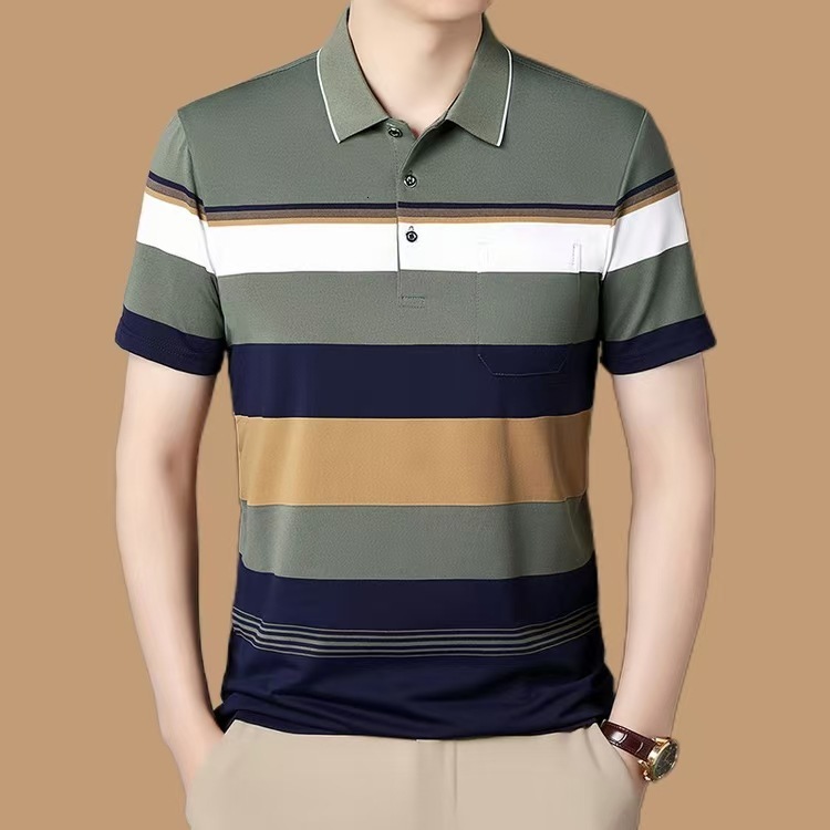 Polo Shirt Short-sleeve T-shirt Polo For Men New Summer Striped Hoodie Business Casual Versatile Trendy Fashion Designer T-shirt Men's POLO Shirt
