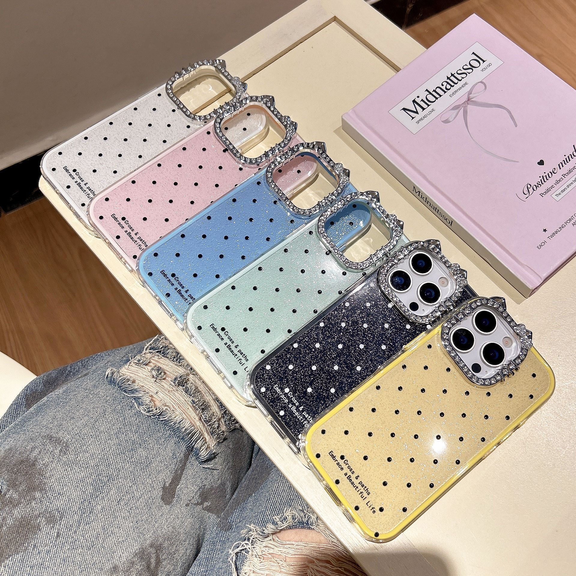 Internet Celebrity High-Value Polka Dot Compatible iPhone 17 Case 14 Apple Pro Max Premium 13 Shockproof 15 for Women