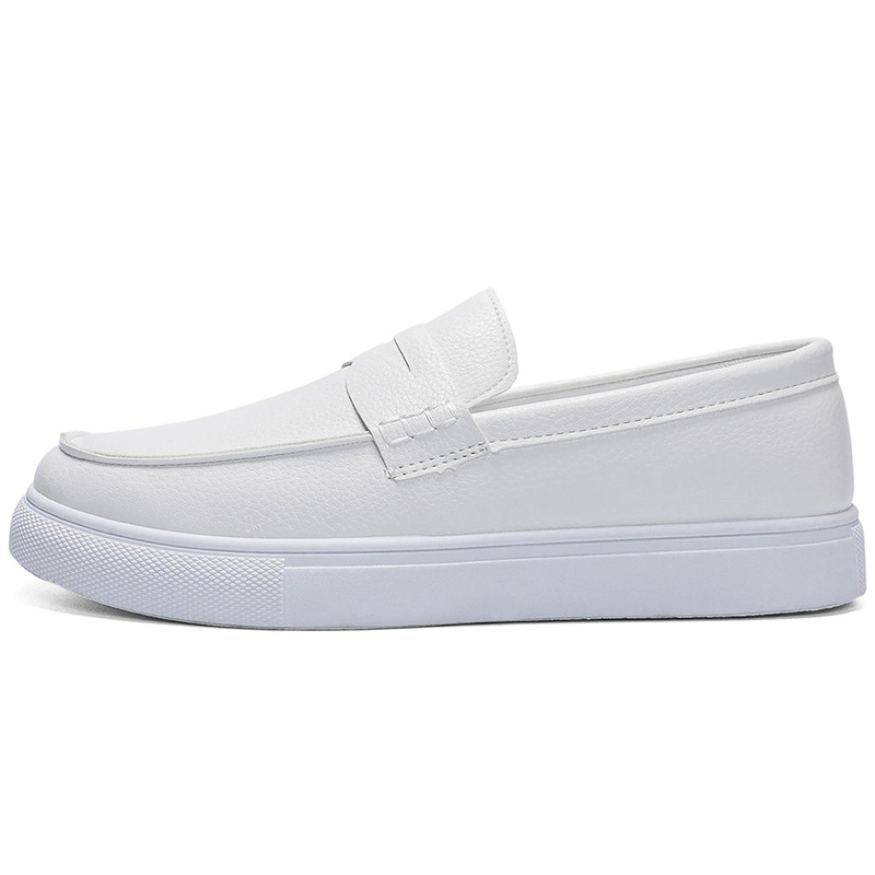 Free shipping designer shoes Le Fu shoes round toe men's bean shoes men's shoes one foot soft soled casual leather shoes Lightweight