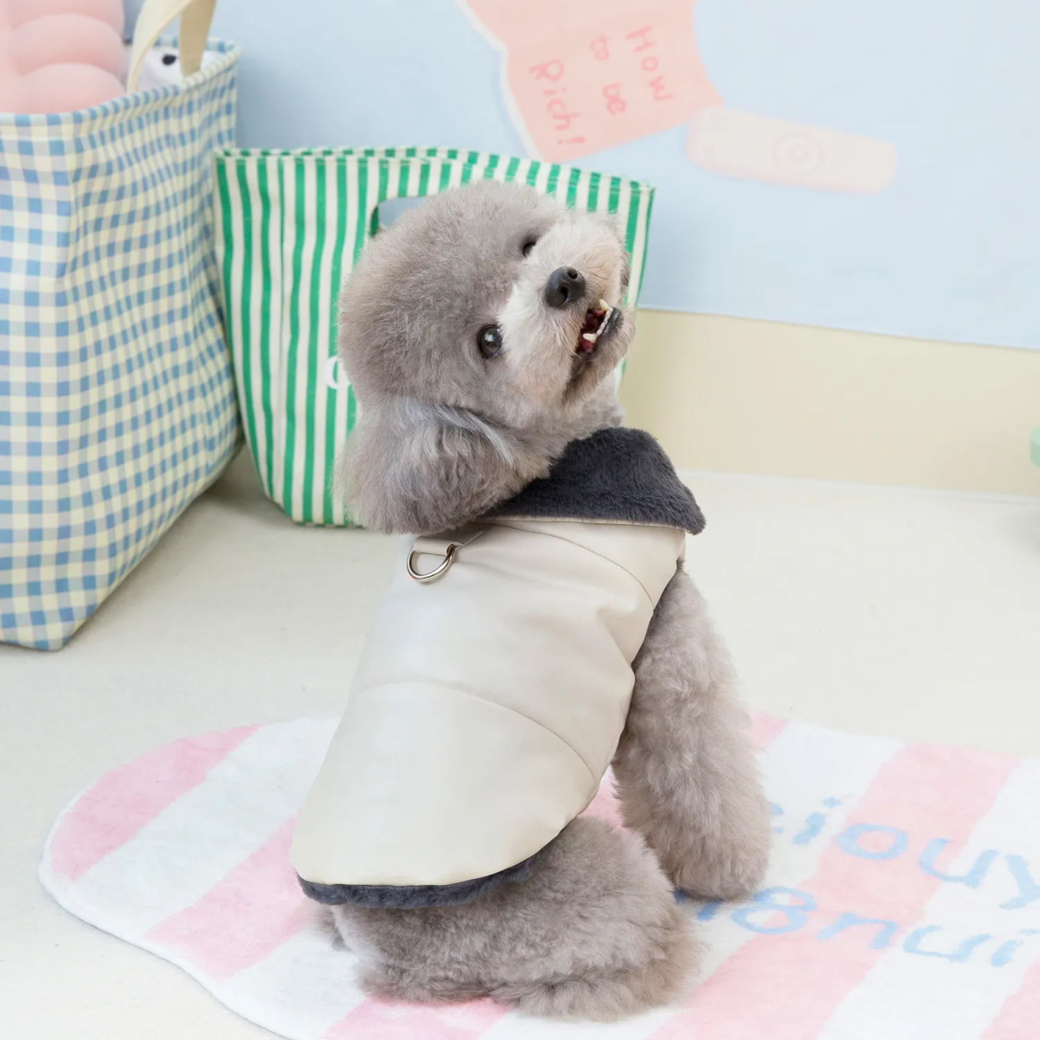 Furry Friend's Essential Cold Weather Gear: Warm & Secure Fit Plush Cotton Pet Jacket HF30