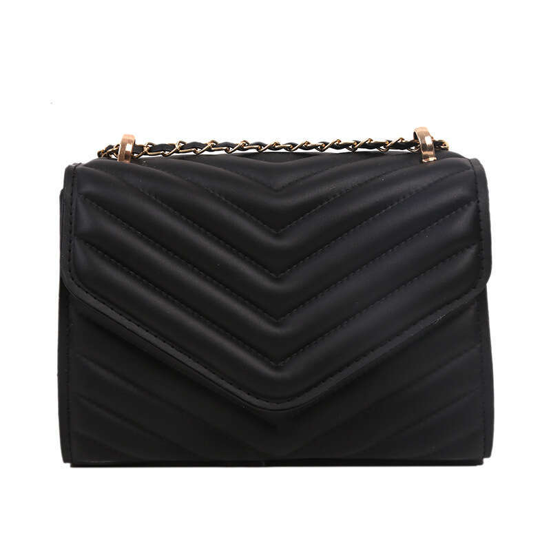 New chain for women, casual small square with textured stitching, Korean-style shoulder bag, fashionable and versatile women's bag