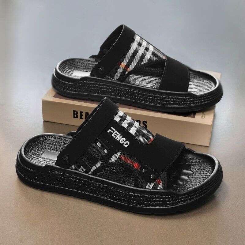 Popular 2026 New Men's Two Wear Sandals Plaid Breathable Non Slip Thick Sole Casual Beach Slippers for Outdoor Walking dh424087