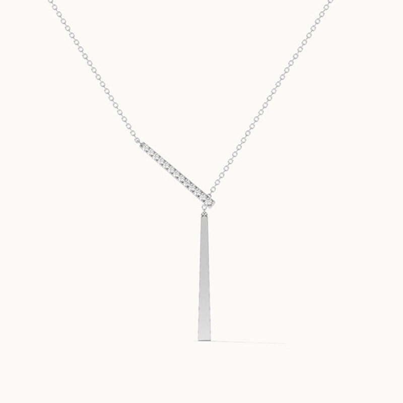 Minimalist Fashion Bicolor Lariat Necklace Designer Fine Jewelry 925 Sterling Silver Cubic Zirconia Vertical Bar Y Shape Drop Pendant Necklaces Women 