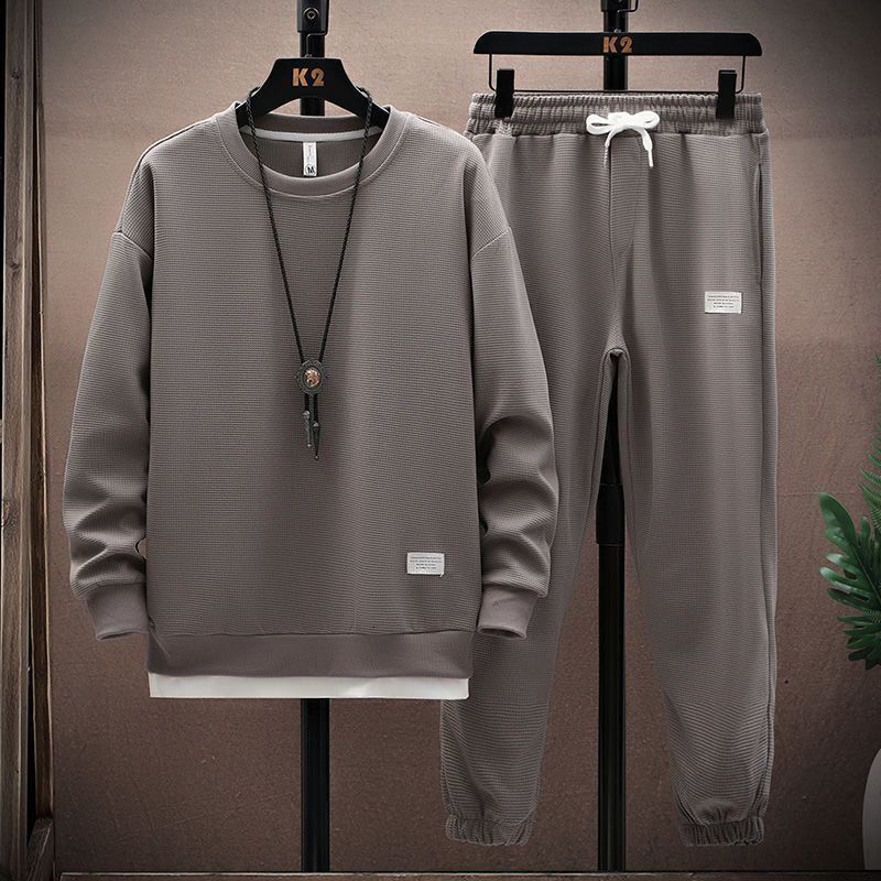 Designer T-shirt Waffle Long Sleeve Hoodie Set Men's Shirt Casual Polo Outfit Spring Autumn Y Solid Color Loose Fit Autumn T-shirt