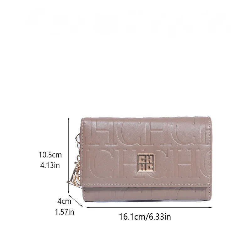 CH Fashion Autumn/Winter Small Wallet 2025 New Solid Color Letter Embossed Male and Female Multi Card Slot Wallet H260515