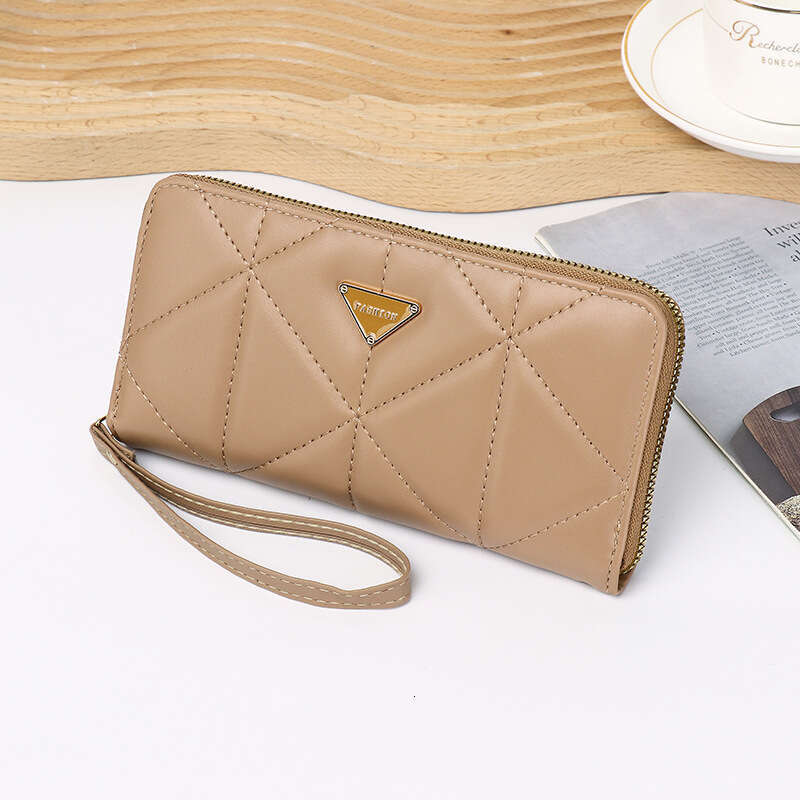 Factory direct stock women's wallet, long style, large capacity, diamond pattern purse, card holder, high-end multi-layer phone bag for women