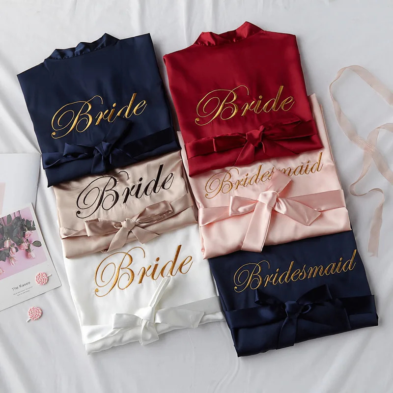 Wedding Bride Bridesmaid Robe Dressing Gown Sexy Women Bathrobe Nightgown Short Sleepwear Casual Flower Kimono Geisha M L XL 260513