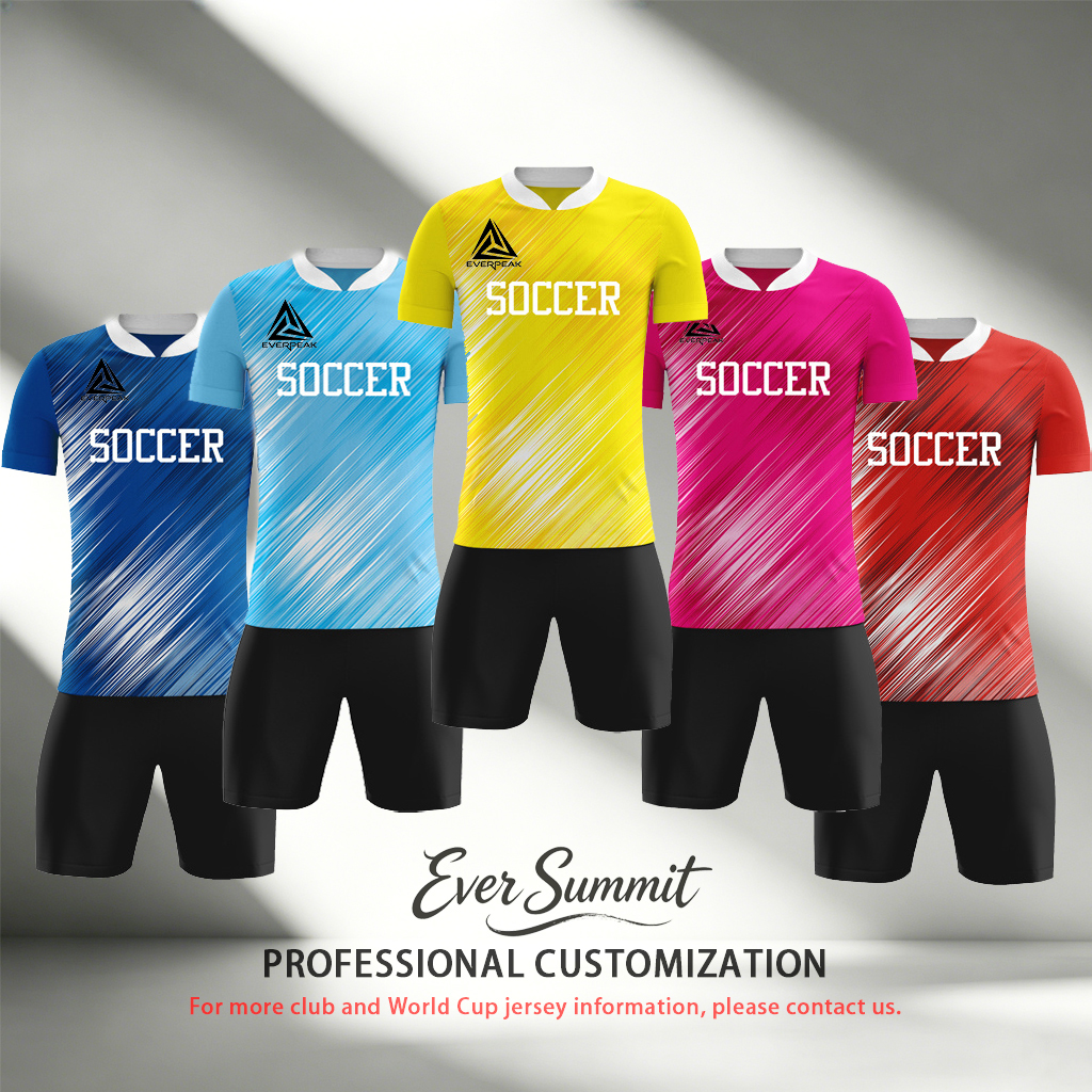 Custom Soccer Jersey Set Men Diagonal Brush Print Football Uniform with Shorts Quick Dry Customizable