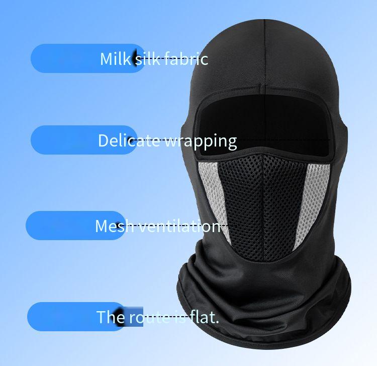 Summer sun protection riding hood neck ice silk mask full face thin breathable filter speed dry hood anti-sand motorcycle hood customizable logo.