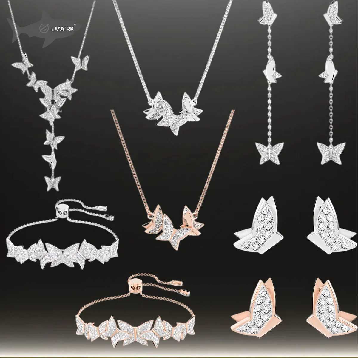 2025 New Butterfly Zircon Necklace Earrings Bracelet Jewelry Set Texture Premium Party Banquet Attendance Gift Giving X260516