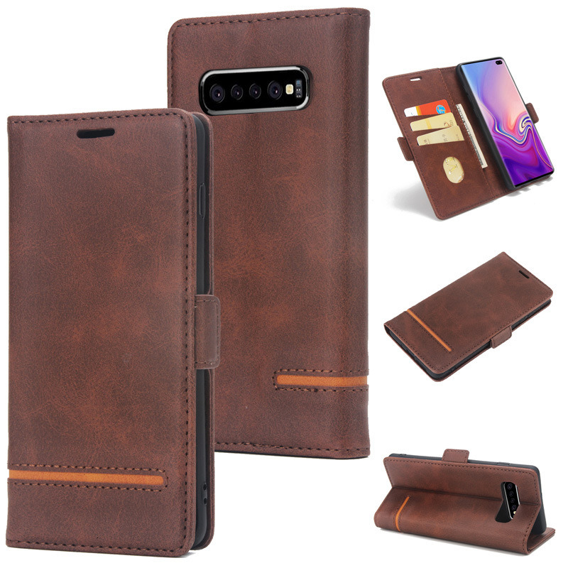 Suitable for Samsung S10 horizontal business splicing phone case flip card insertion wallet holder S10 Plus protective case