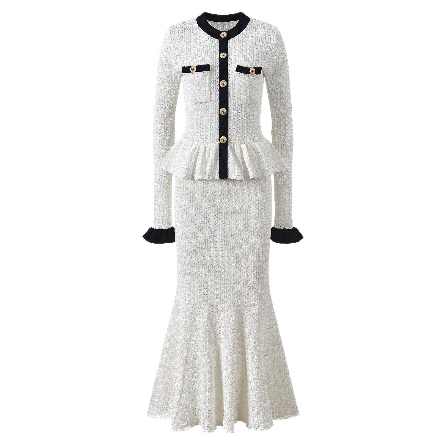 Women Knitted Cardigan Sweater Mermaid Bodycon Skirt 2 Piece Outfits Casual Elegant Dress Suit