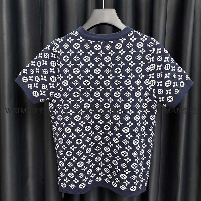 Light luxury vintage short-sleeve knit top for women new summer T-shirt elegant and high-end fashion versatile ice silk round-neck top